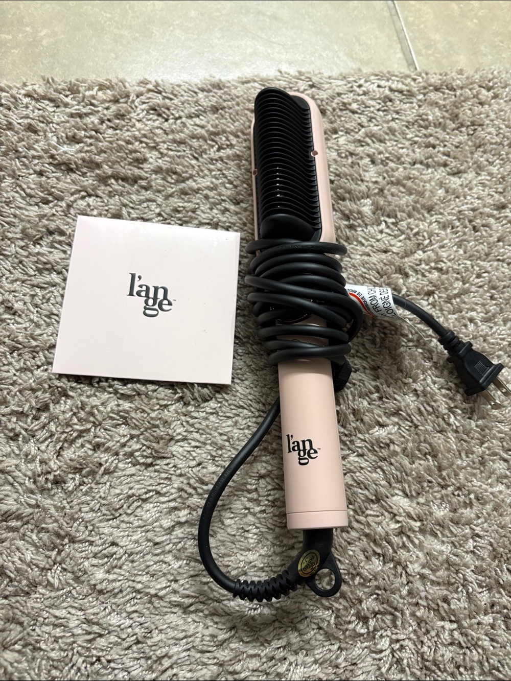 Lange Pink and Black Heated Straightening Brush